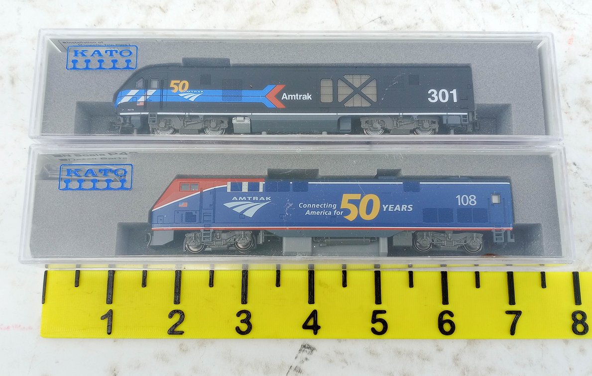 2 KATO N SCALE AMTRAK 50TH ANNIVERSARY LOCOMOTIVES 176-6050 & 176-6037, 2 OBS INV 263330461