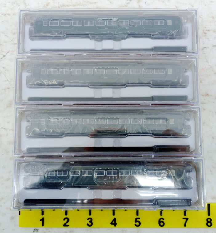 4 RAPIDO N GAUGE 509100-509103 NEW HAVEN OSGOOD BRADLEY 10 WINDOW COACHES, 4 OBS INV 263330480