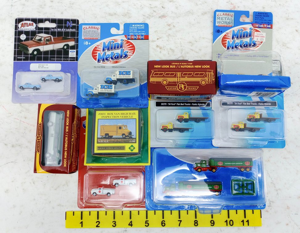 ASSORTED N SCALE MINI METALS, ATLAS & RAPIDO VEHICLES INV 263330493