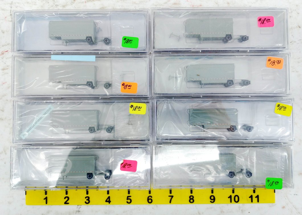 8 TRAINWORX N GAUGE 40544 28FT GRAY PARCEL VAN TRAILERS, 8 OBS INV 263330494