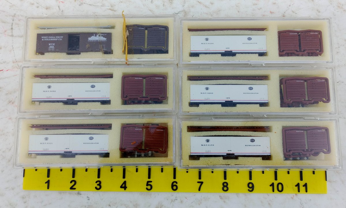 6 N GAUGE NYC M.D.T. REFRIGERATORS & WIF BOXCAR KITS, 6 OBS INV 263330498