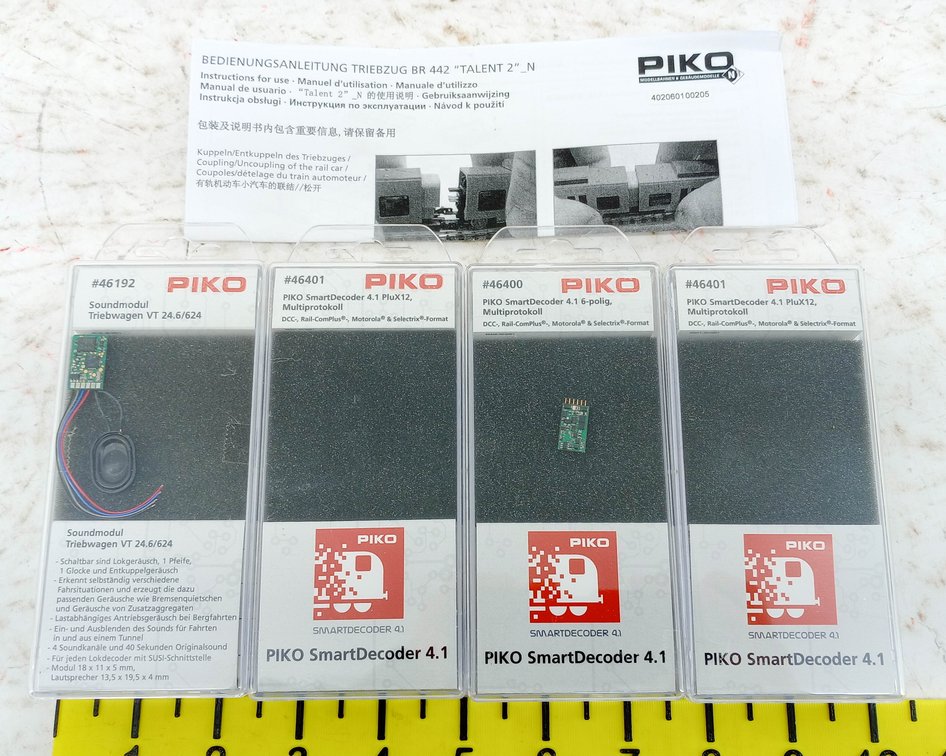 4 PIKO N SMARTDECODER 4.1 & SOUND MODULE DECODERS 46400 46401 46192, 4 OBS W/ INSTRUCTIONS INV 263330503