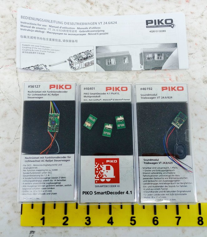 3 PIKO N GAUGE DCC DECODERS 46192, 46401 & 56127 VT 24.6/624, 3 OBS INV 263330506