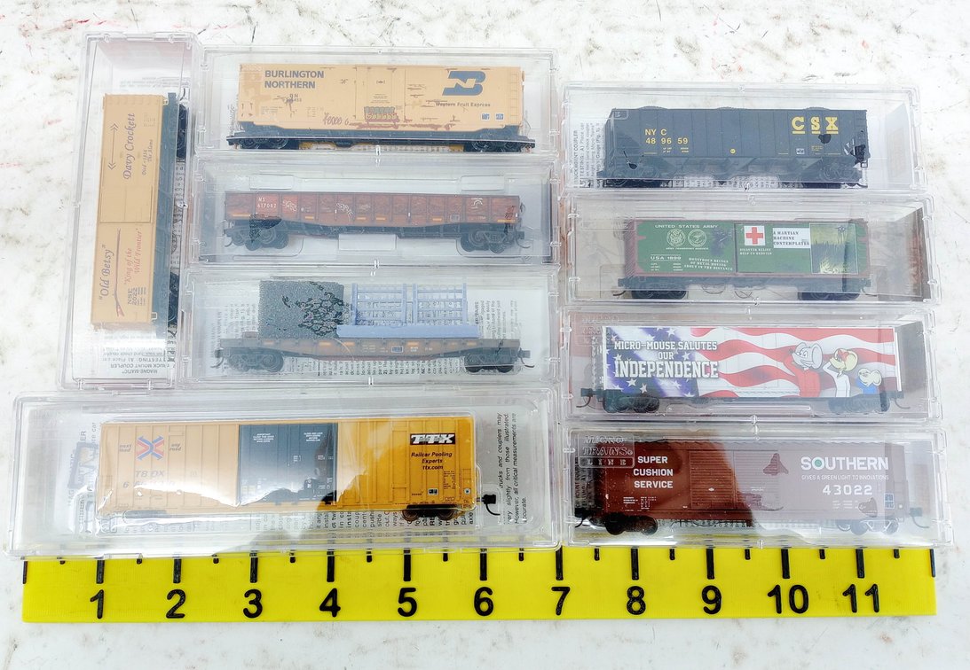 9 MICRO-TRAINS N SCALE FREIGHT CARS CSX, TTX, SOUTHERN, BN, NS & MORE, 9 OBS INV 263330517
