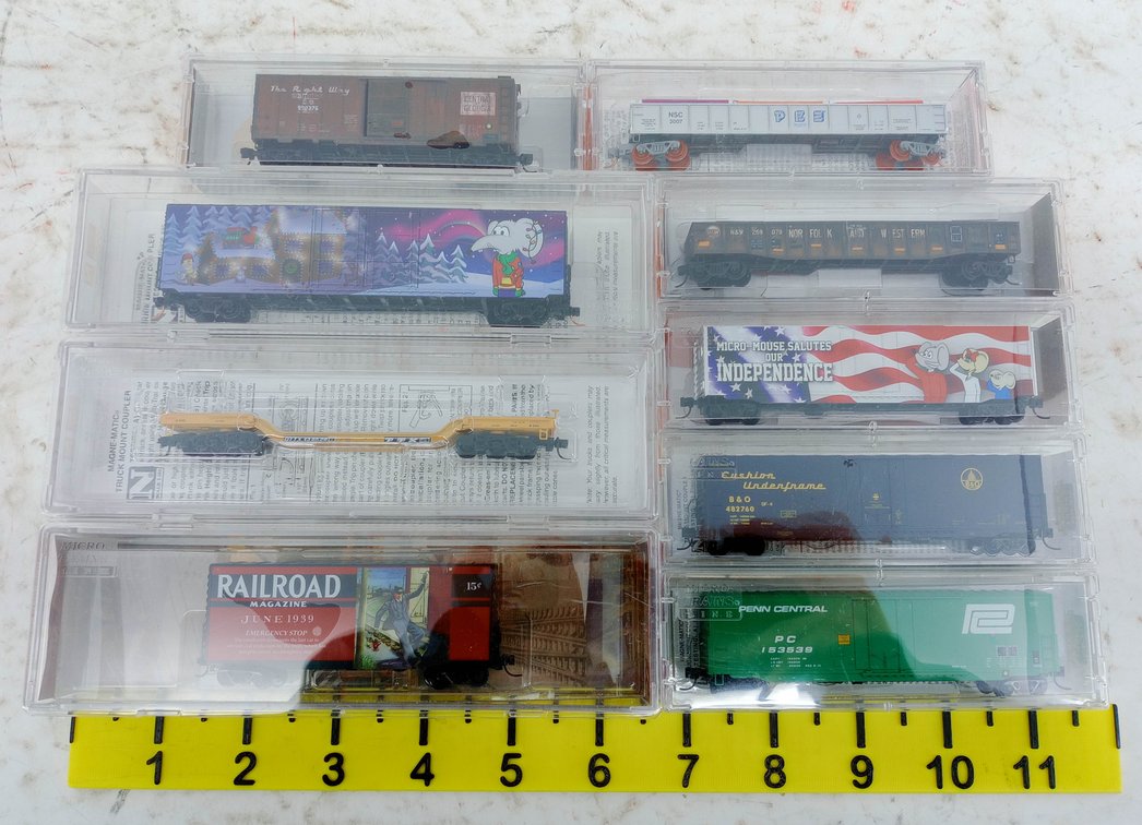 9 MICRO-TRAINS LINE N SCALE ASSORTED RAILROAD FREIGHT CARS, 9 OBS INV 263330519