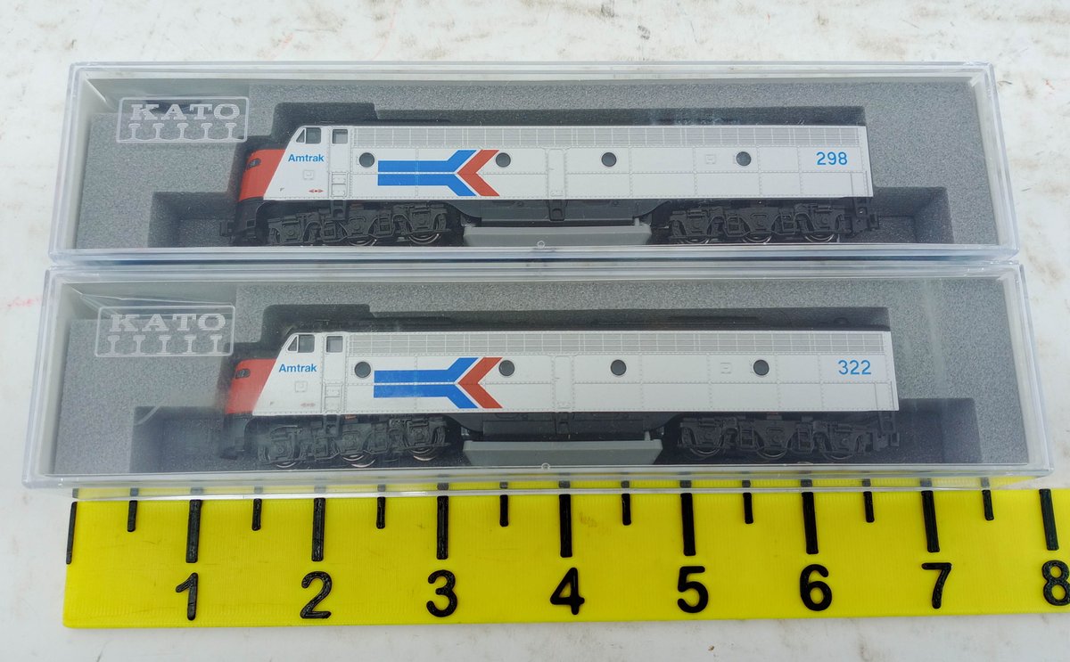 2 KATO N SCALE 176-5346 & 176-5347 AMTRAK EMD E8A PHASE I LOCOMOTIVES, 2 OBS INV 263330530