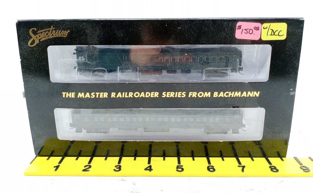 BACHMANN SPECTRUM 81465 N SCALE EMC GAS ELECTRIC DOODLEBUG W/ TRAILER COACH, DCC, PULLMAN GREEN, OB INV 263330538