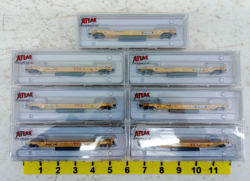 7 ATLAS N SCALE TTX 40' REBUILT WELL CARS, 7 OBS INV 263330543