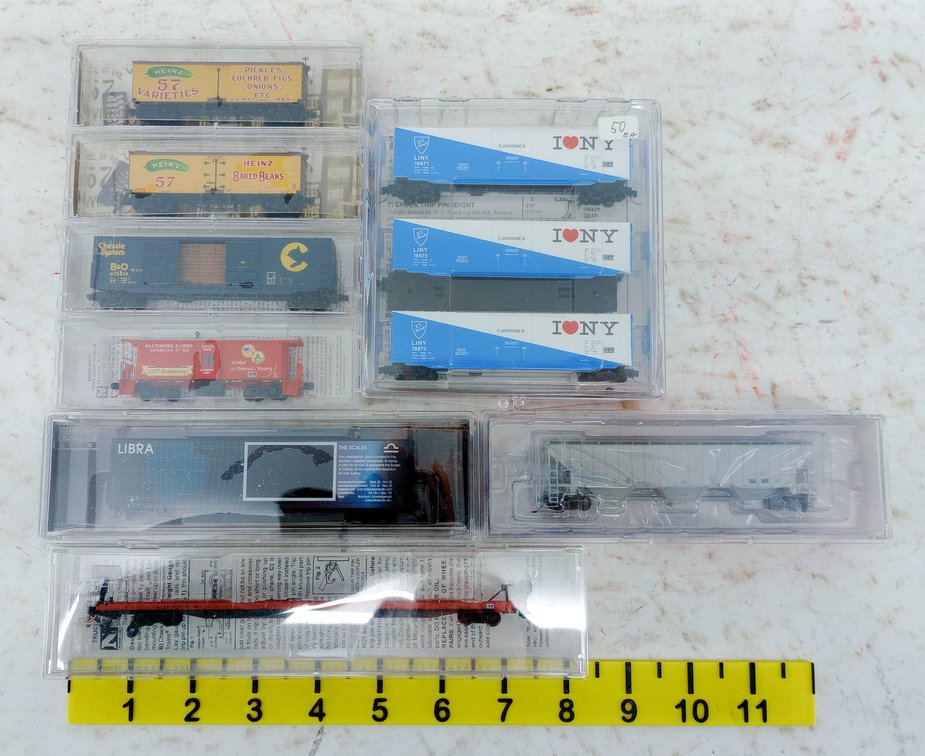 10 MICRO-TRAINS N SCALE ASSORTED FREIGHT CARS & CABOOSE, HEINZ, B&O, LINY, 8 OBS INV 263330551