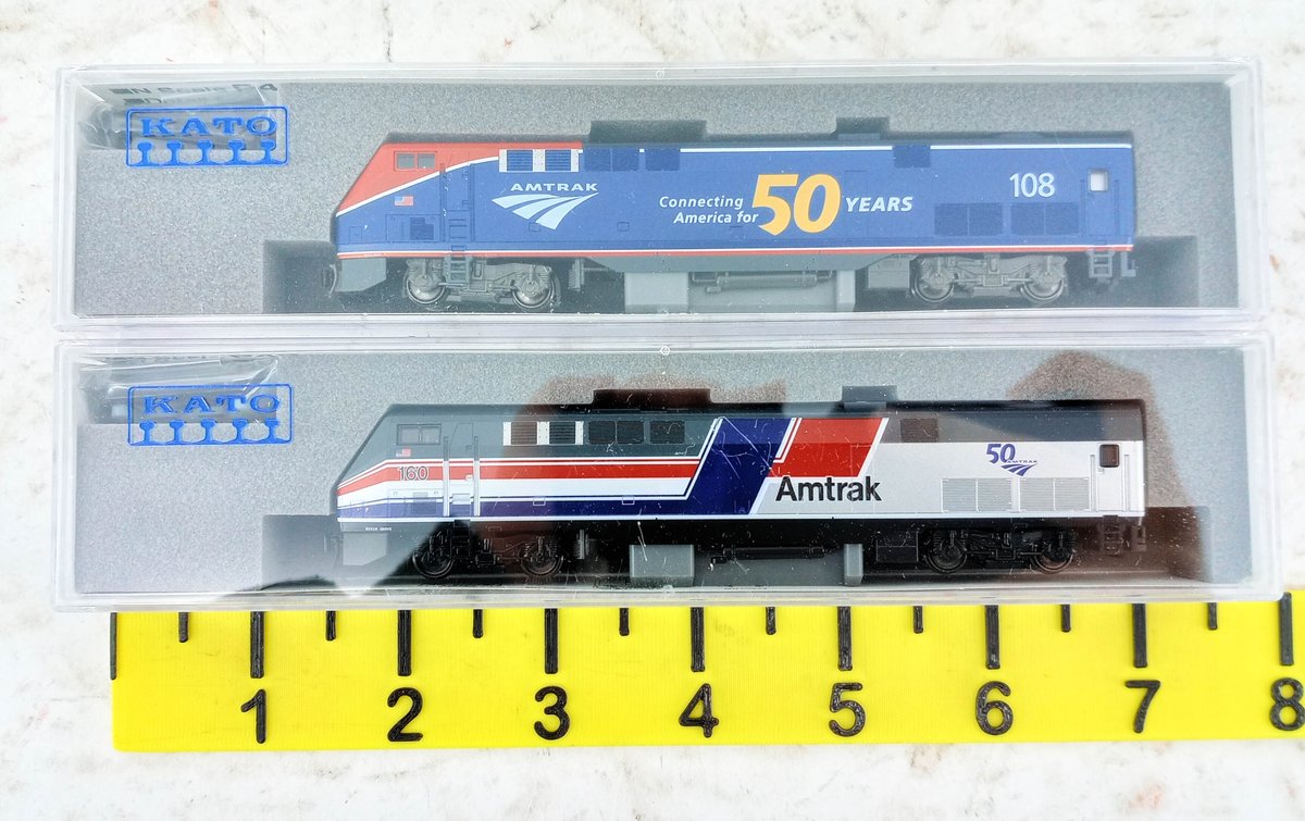 2 KATO N SCALE 176-6037 & 176-6038 AMTRAK P42 DIESEL LOCOMOTIVES, 2 OBS INV 263330554