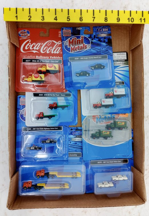 MINI METALS N SCALE ASSORTED VEHICLES COCA-COLA, TEXACO, POLICE & MORE, 8 OBS INV 263330558