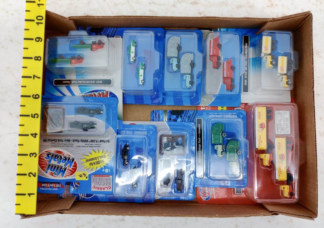 ASSORTED MINI METALS 1:160 N SCALE VEHICLES INCL COCA-COLA & ESSO TRUCKS, SOME OBS INV 263330573