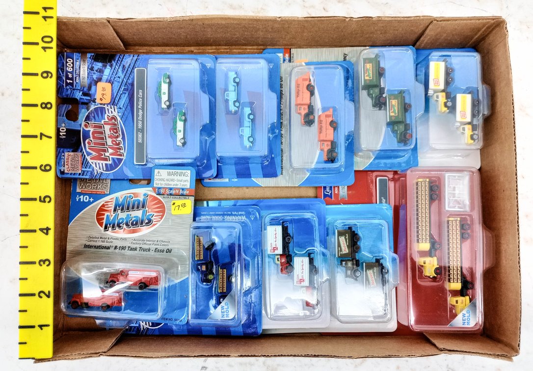 MIXED MINI METALS 1:160 N SCALE TRUCKS & POLICE CARS, SOME OBS INV 263330576