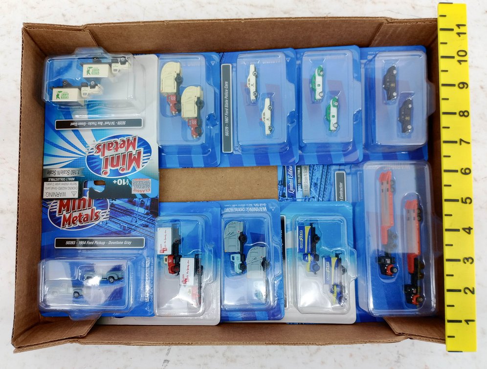 MINI METALS N SCALE ASSORTED FORD TRUCKS & POLICE CARS, SOME OBS INV 263330579