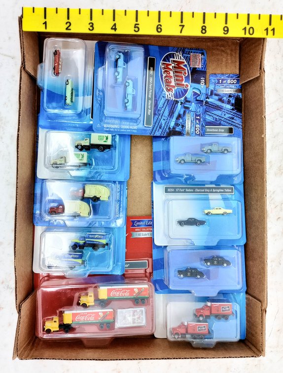 MINI METALS CLASSIC METAL WORKS ASSORTED N SCALE VEHICLES COCA-COLA GOODYEAR GREEN GIANT TRUCKS, 11 OBS INV 263330581