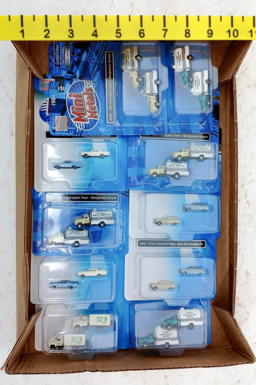 MINI METALS N SCALE 1954 FORD SEPTIC TRUCKS & 1953 FORD WAGONS, 10 PACKS SOME OBS INV 263330584