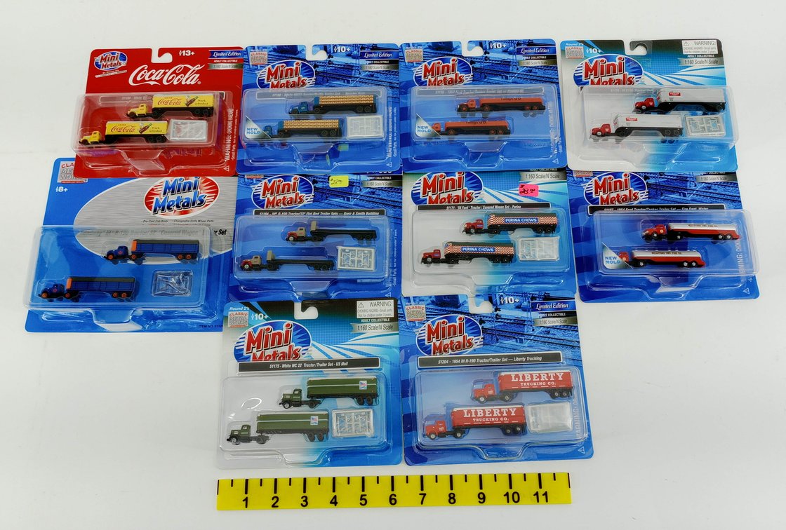 10 MINI METALS ASSORTED N SCALE TRACTOR TRAILER SETS COCA-COLA LIBERTY PURINA PHILLIPS 66 SOME OBS INV 263330596