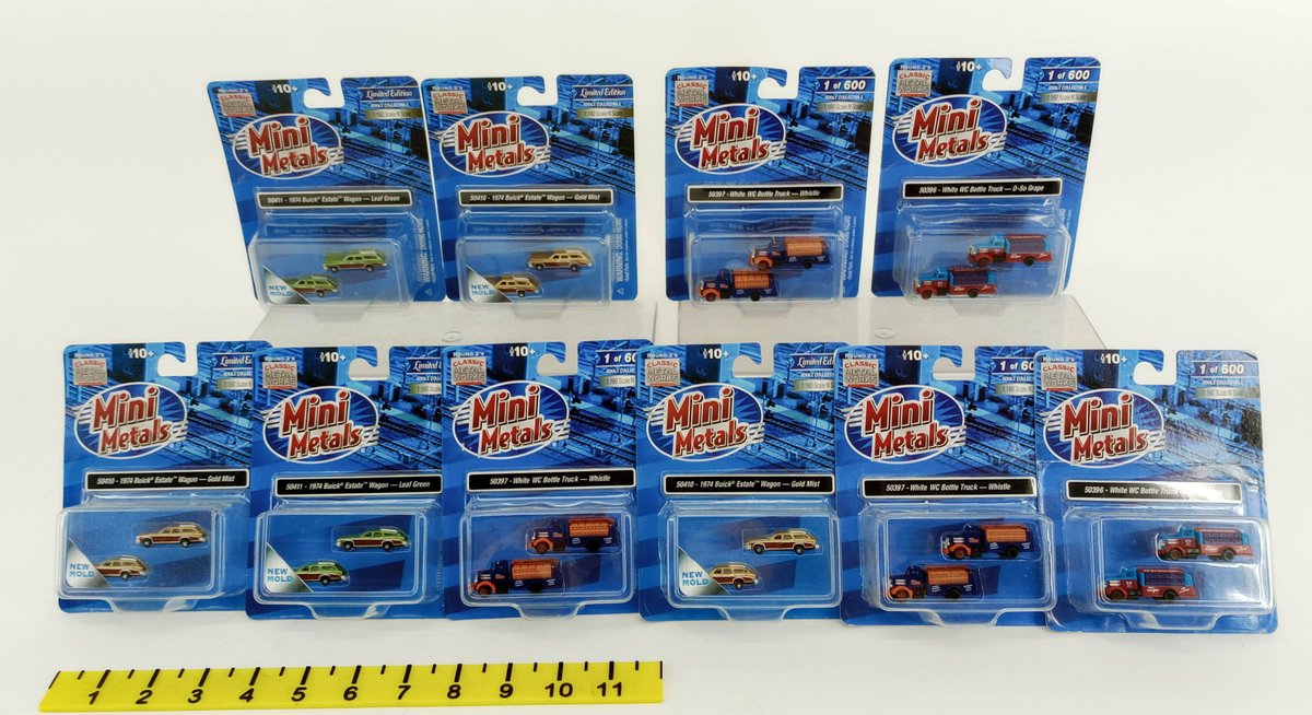 10 ASSORTED CLASSIC METAL WORKS MINI METALS N SCALE BUICK WAGONS & WHITE BOTTLE TRUCKS 10 OBS INV 263330604