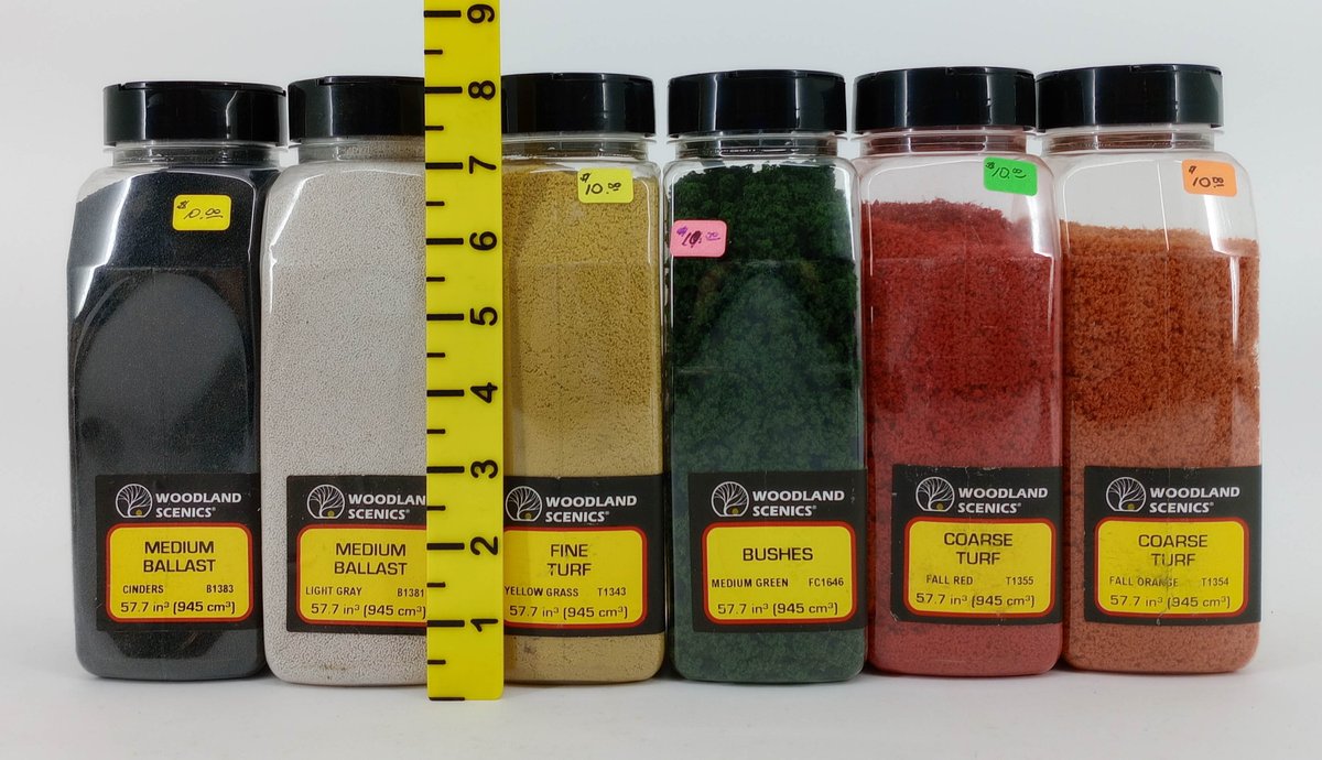 6 WOODLAND SCENICS BALLAST, TURF & BUSHES SCENERY CONTAINERS INV 263330606