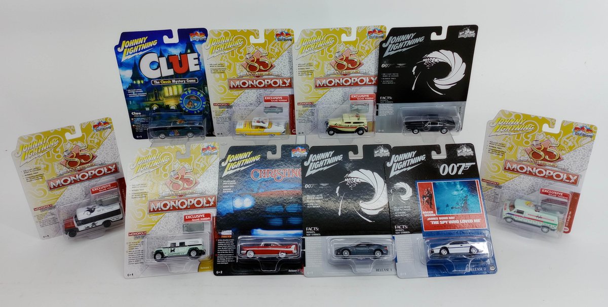 10 JOHNNY LIGHTNING ASSORTED MONOPOLY, CLUE, 007 & CHRISTINE DIE-CAST CARS, 10 OBS INV 263330630