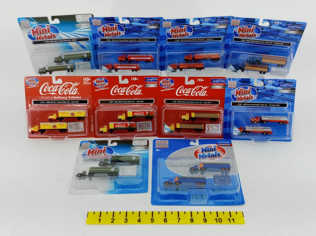 10 ASSORTED MINI METALS N SCALE TRACTOR TRAILER SETS COCA-COLA ESSO PHILLIPS 66 INV 263330634