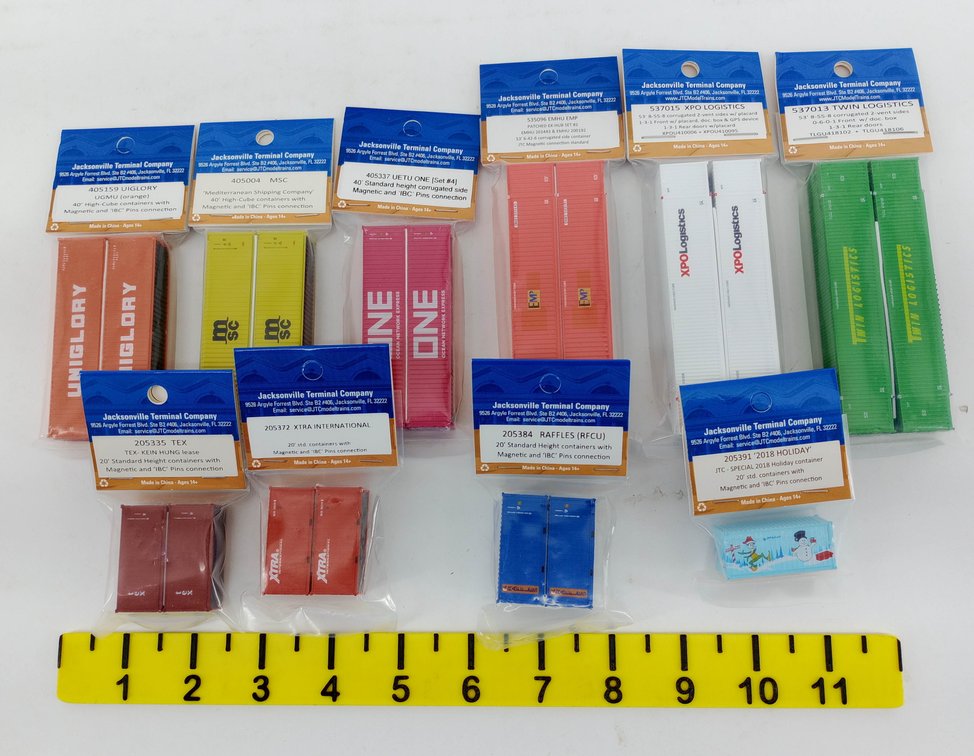 10 ASSORTED JTC JACKSONVILLE TERMINAL CO N SCALE SHIPPING CONTAINERS INV 263330650