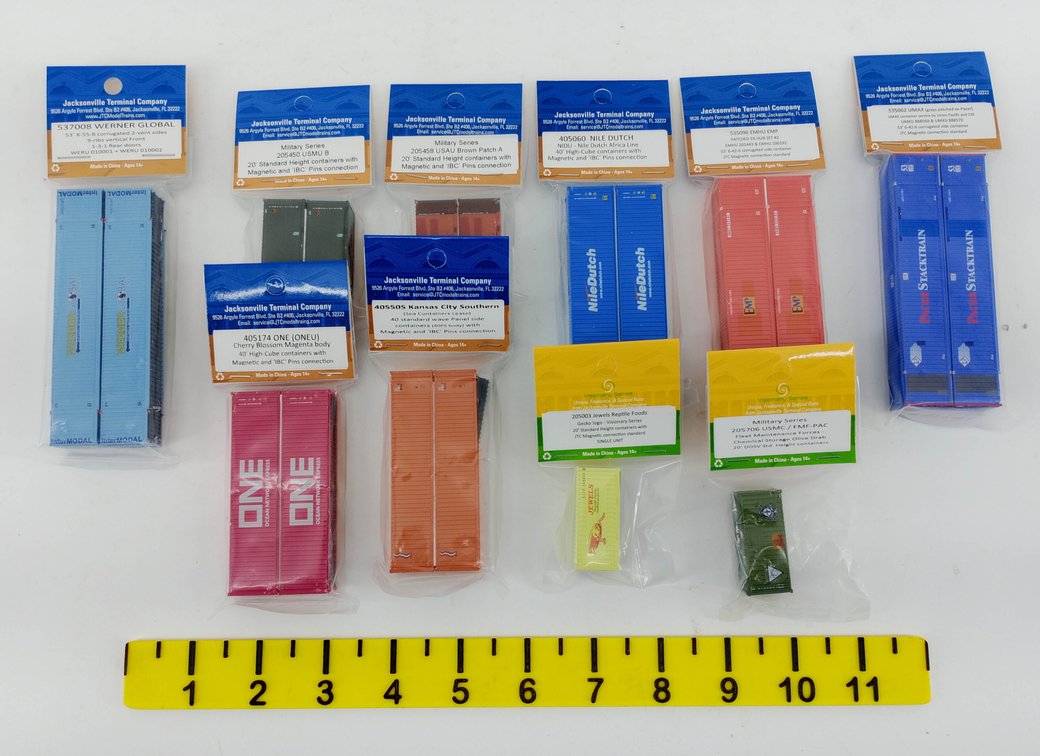10 PACKS JACKSONVILLE TERMINAL COMPANY N SCALE ASSORTED SHIPPING CONTAINERS INV 263330647