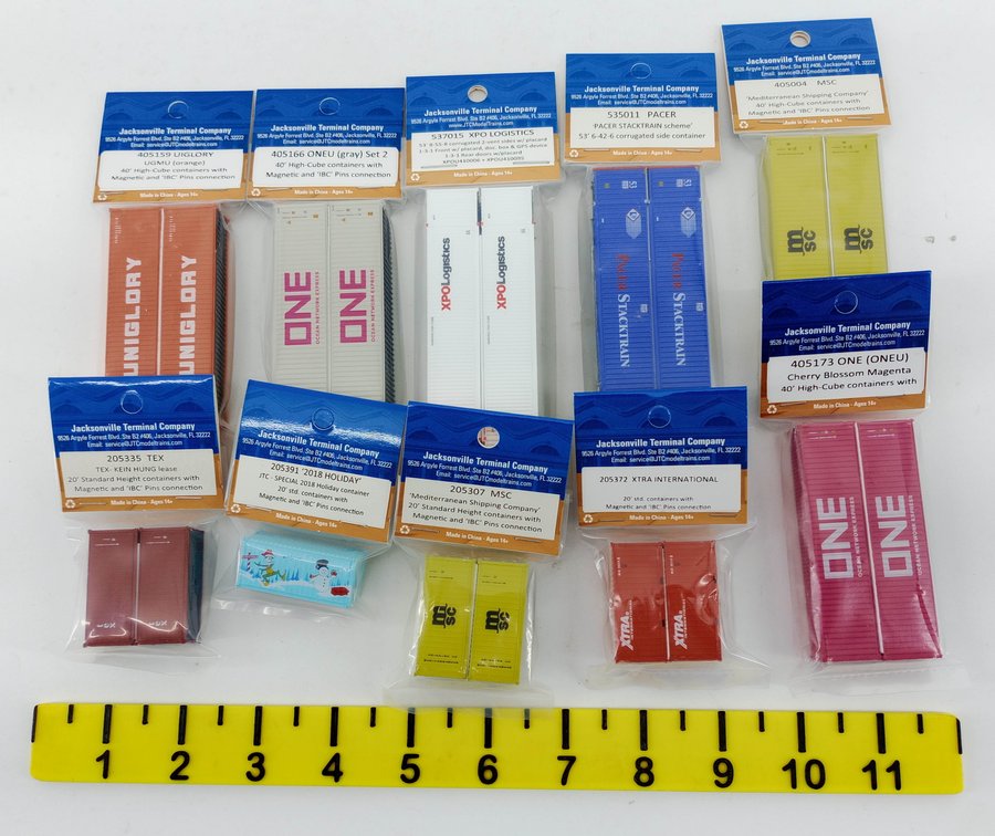 10 ASSORTED JACKSONVILLE TERMINAL COMPANY N SCALE SHIPPING CONTAINERS, 10 OBS INV 263330652