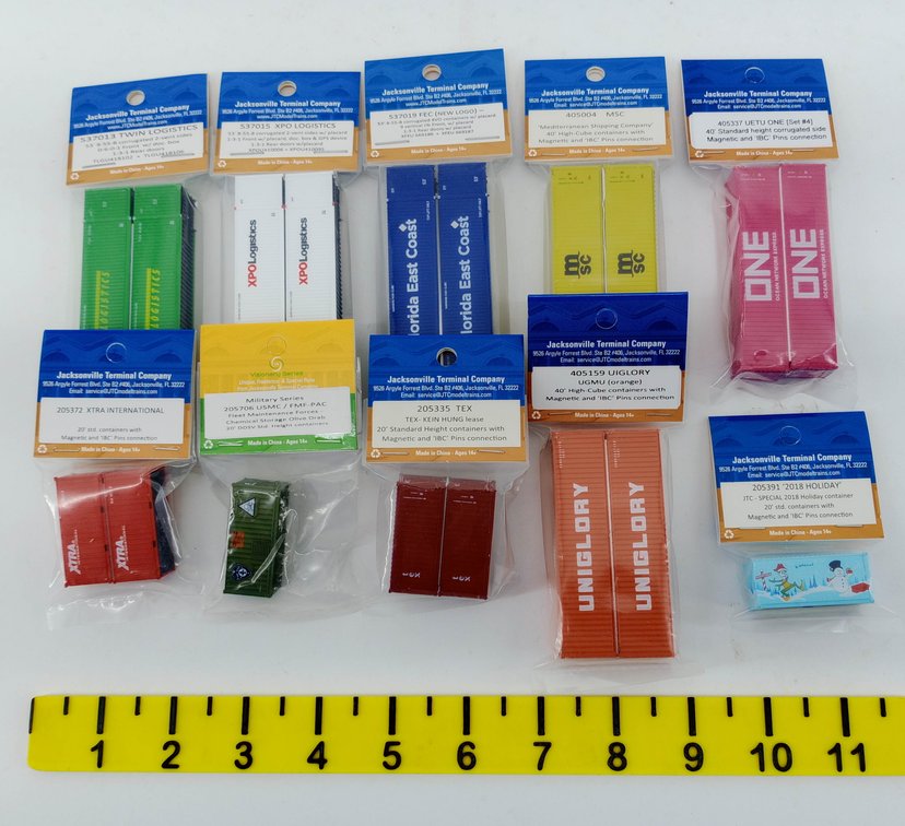 10 ASSORTED JACKSONVILLE TERMINAL COMPANY N SCALE SHIPPING CONTAINERS INV 263330651