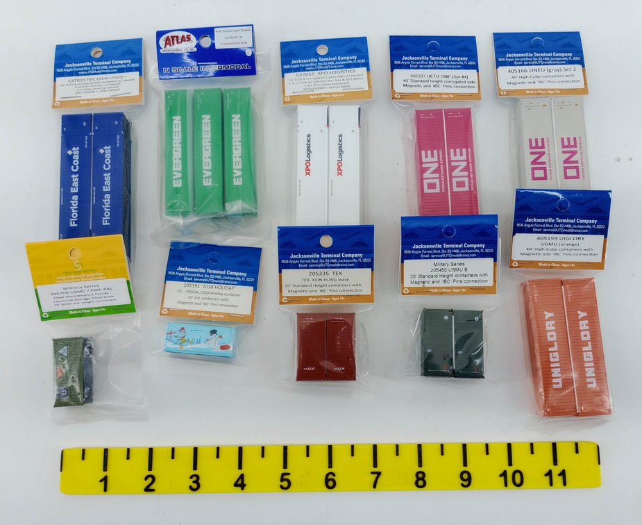 10 ASSORTED JACKSONVILLE TERMINAL CO N SCALE SHIPPING CONTAINERS INV 263330656