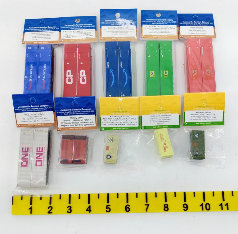 10 PACKS ASSORTED JACKSONVILLE TERMINAL CO N SCALE SHIPPING CONTAINERS INV 263330657