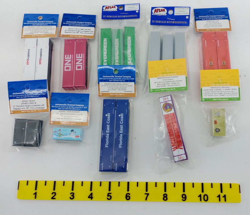 10 ASSORTED JTC & ATLAS N SCALE INTERMODAL CONTAINERS INV 263330654