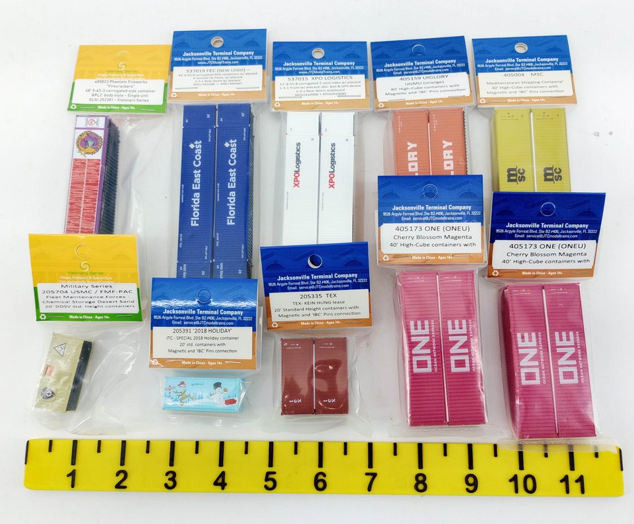 10 PACKS ASSORTED JACKSONVILLE TERMINAL COMPANY N SCALE SHIPPING CONTAINERS INV 263330658