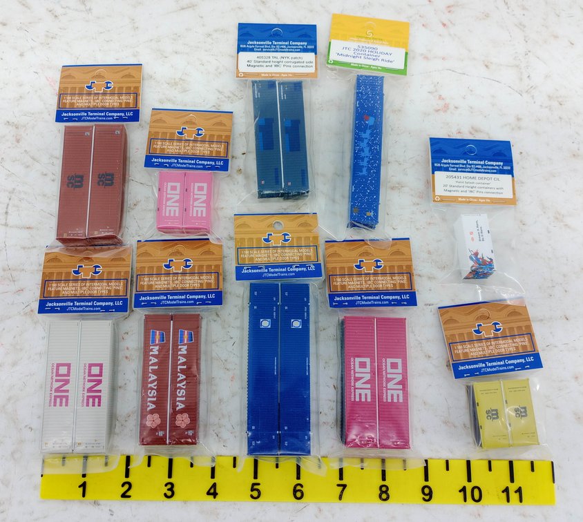 10 PACKS ASSORTED JTC 1:160 N SCALE SHIPPING CONTAINERS ONE MSC MALAYSIA HOLIDAY INV 263330674