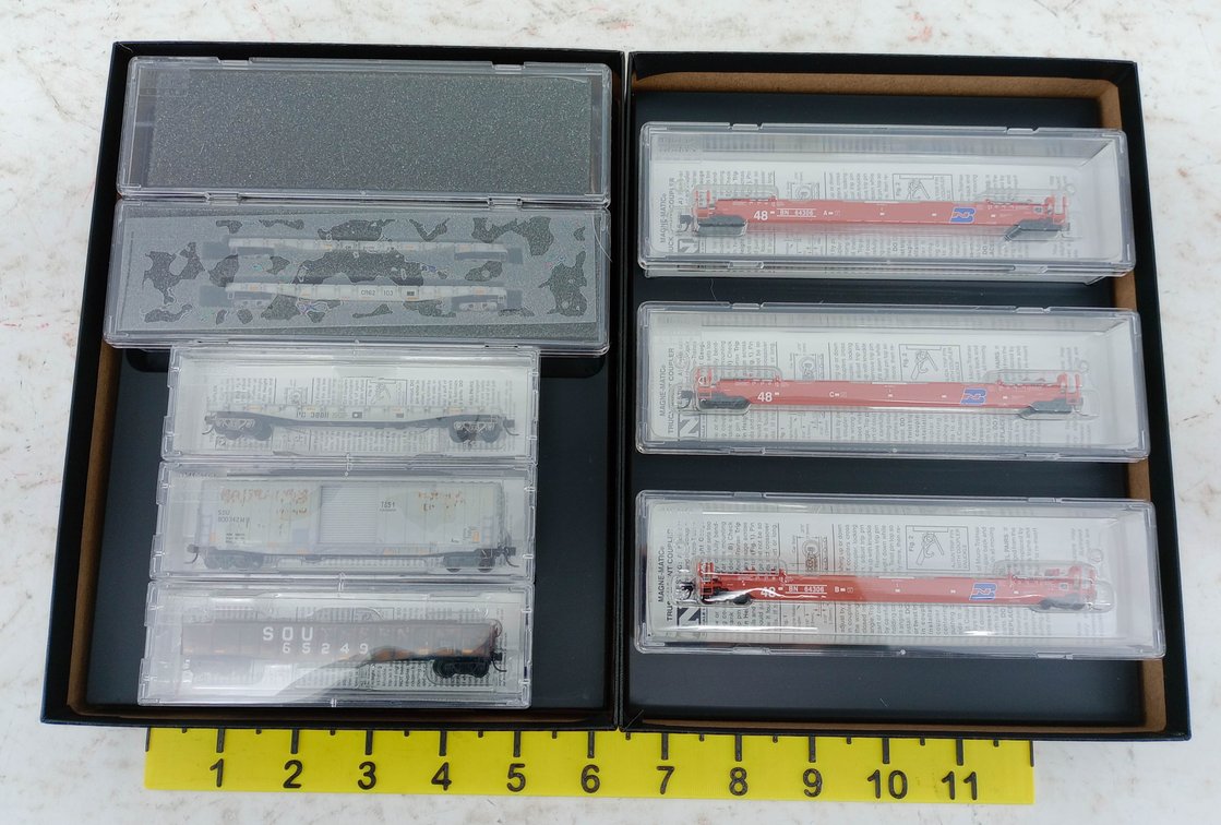 MICRO-TRAINS LINE N SCALE BURLINGTON NORTHERN 3 PACK & NORFOLK SOUTHERN MOW 5 PACK, 2 OBS INV 263330693