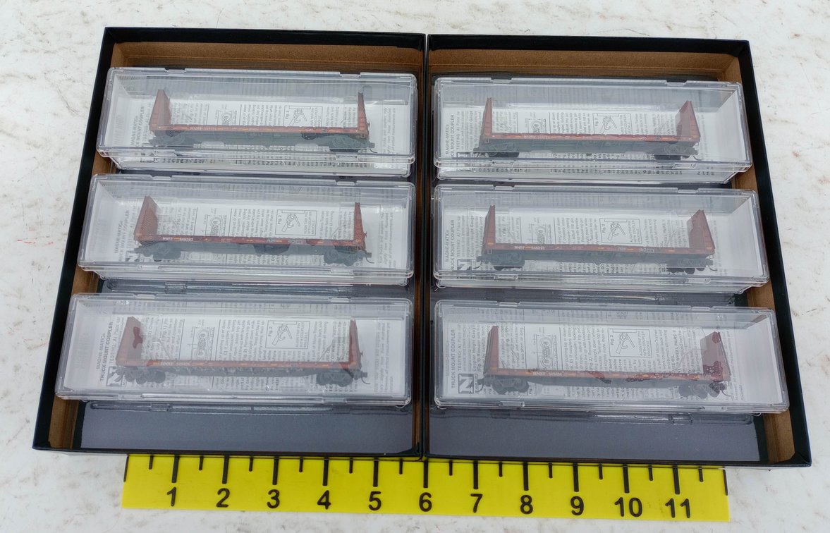 6 MICRO-TRAINS N SCALE 983 05 051 BNSF WEATHERED BULKHEAD FLATCARS, 2 OBS INV 263330695