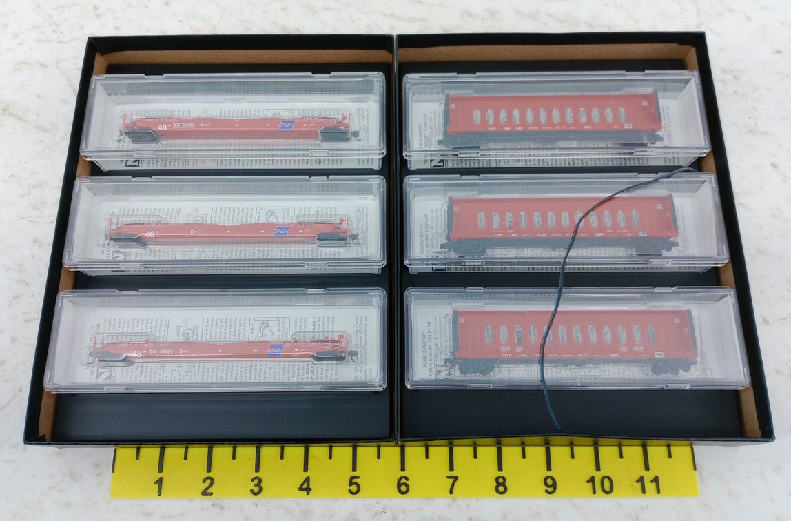 6 MICRO-TRAINS N SCALE BURLINGTON NORTHERN WELL CARS & CSX RUNNER PACK CARS, 2 OBS INV 263330694