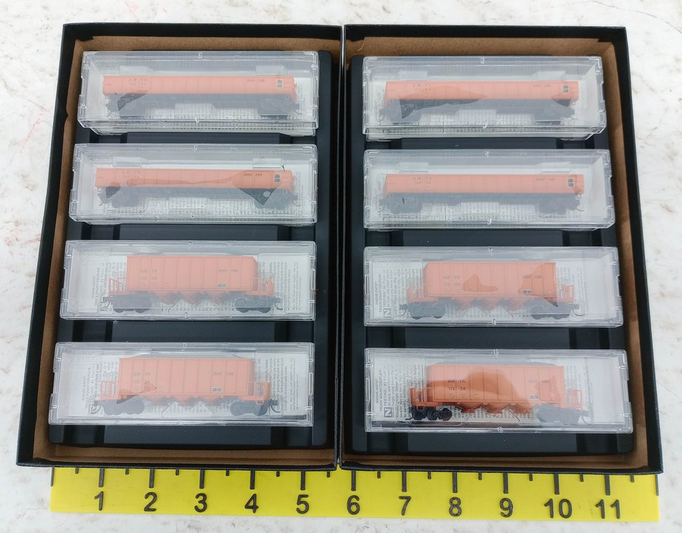 2 MICRO-TRAINS N SCALE 993 02 010 AMTRAK MAINTENANCE OF WAY 4 CAR PACKS, 2 OBS INV 263330704