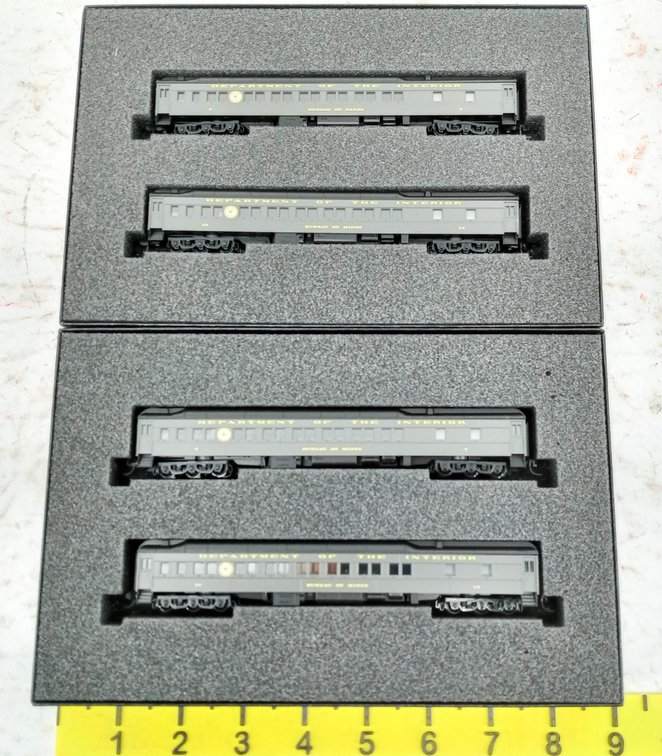 4 MICRO-TRAINS 993 02 213 US DEPT OF THE INTERIOR BUREAU OF MINES N SCALE PASSENGER CARS, 2 OBS INV 263330708