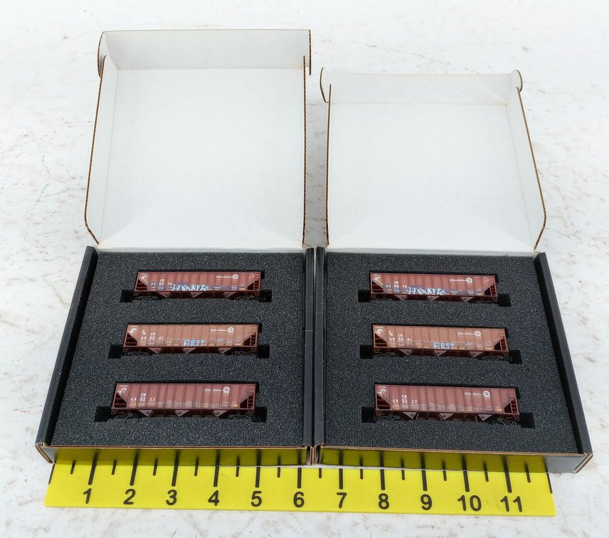 2 MICRO-TRAINS 993 05 035 CONRAIL WEATHERED N SCALE HOPPER 3-PACKS, 2 OBS INV 263330713