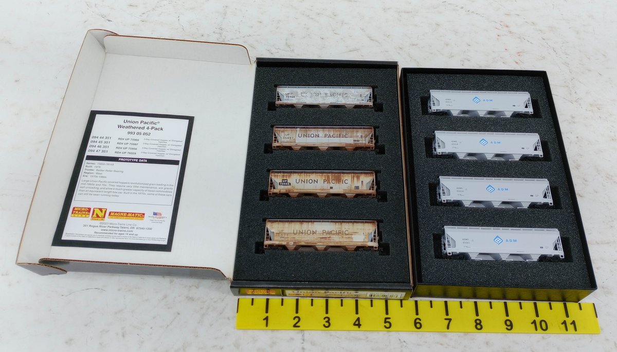 8 MICRO-TRAINS N SCALE UNION PACIFIC & ADM COVERED HOPPERS, 2 OBS INV 263330715