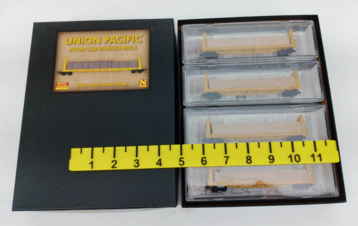 MICRO-TRAINS LINE 993 00 185 UNION PACIFIC 4 BULKHEAD FLAT CARS N SCALE INV 263330723