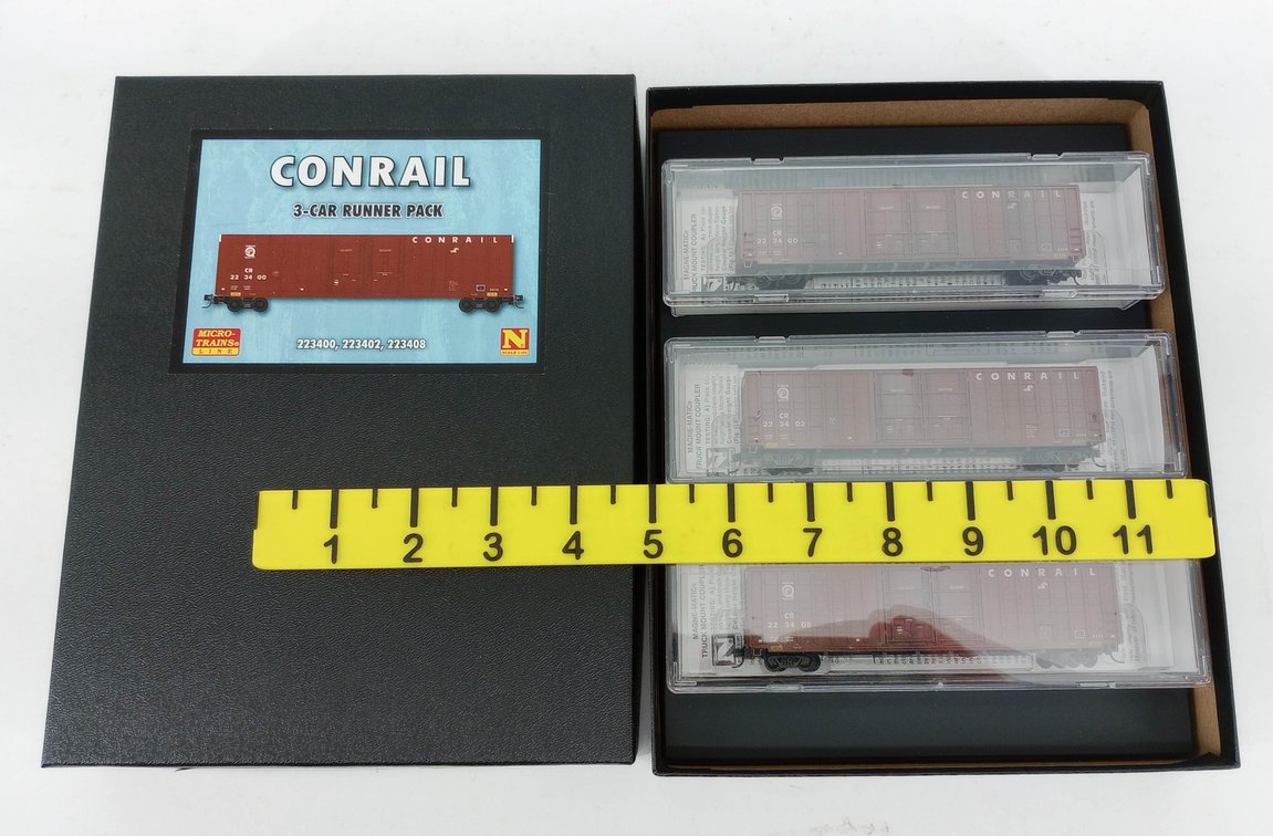 3 MICRO-TRAINS N GAUGE 993 00 181 CONRAIL 60FT BOX CARS, OB INV 263330727