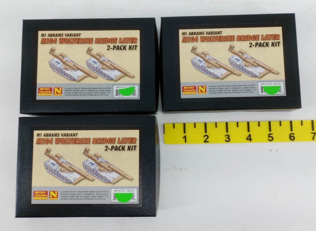 3 MICRO-TRAINS 499 45 913 M104 WOLVERINE BRIDGE LAYER 2-PACK KITS, 3 OBS INV 263330746