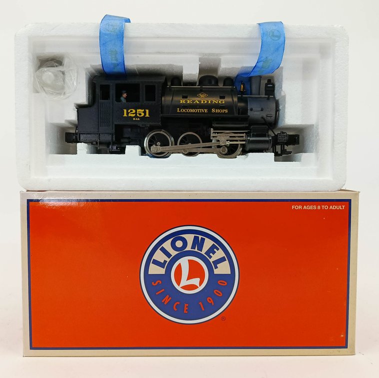 LIONEL O GAUGE 6-28613 READING 0-6-0 DOCKSIDE SWITCHER STEAM LOCOMOTIVE 1251, OB  INV 263380016