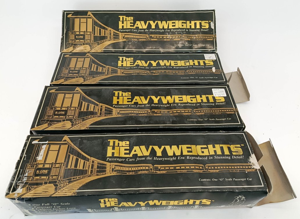4 K-LINE O GAUGE K4481 READING HEAVYWEIGHT PASSENGER CARS W/ STREAMLIGHTING, 4 OBS INV 263380015