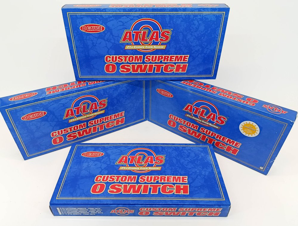 4 ATLAS O CUSTOM SUPREME O SWITCHES 6070 6071 6072 REMOTE TURNOUTS, 4 OBS INV 263380046