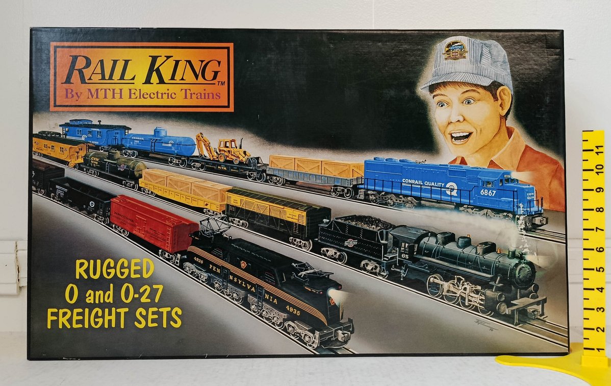 RAIL KING O GAUGE RK-028 CONRAIL SD60 DIESEL FREIGHT SET W/ 4 CARS, OB INV 263380061