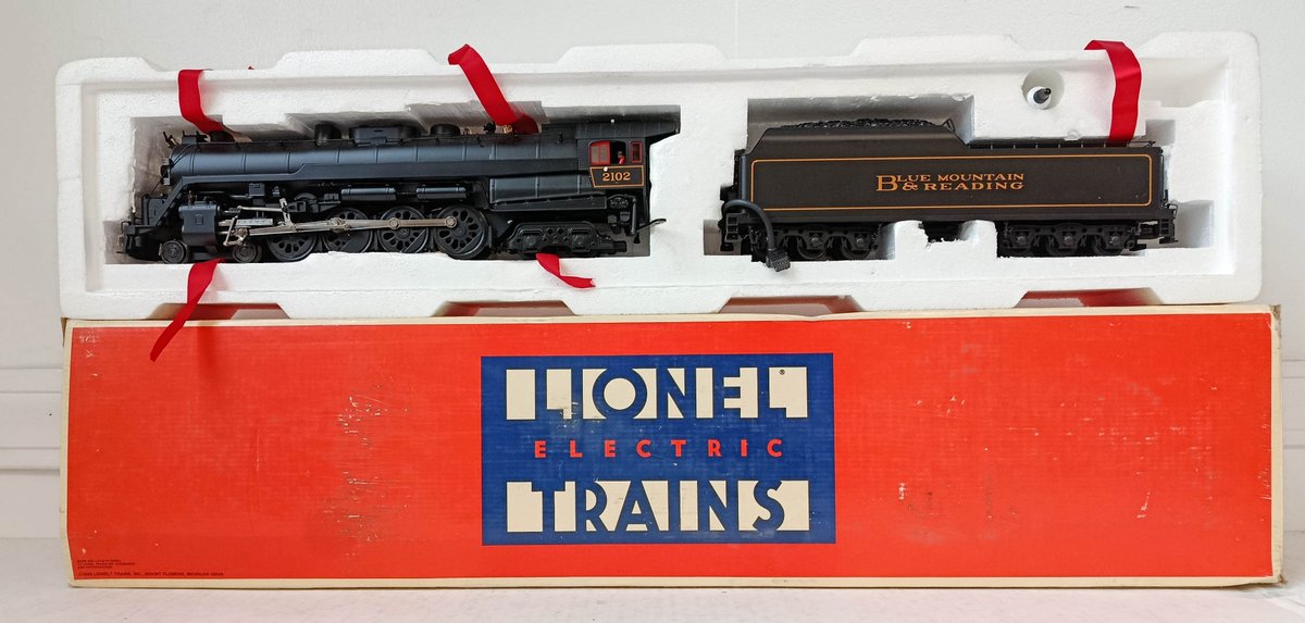 LIONEL O GAUGE 6-18006 READING T-1 4-8-4 STEAM LOCOMOTIVE & TENDER, BLUE MOUNTAIN & READING 2102, OB  INV 263380062