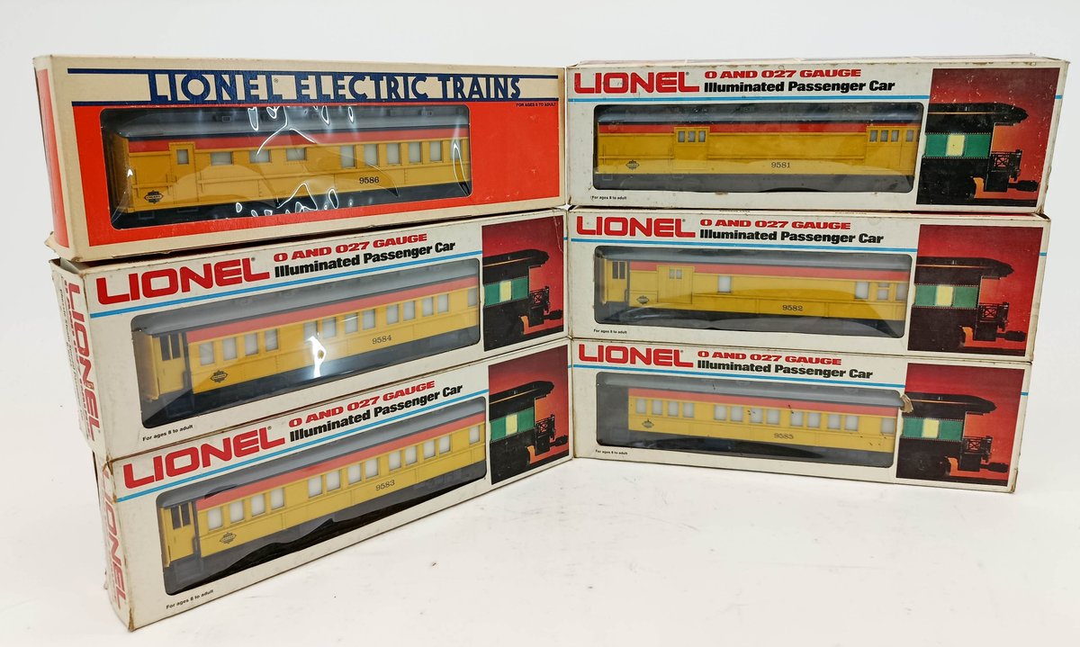 6 LIONEL O GAUGE 6-9581 THRU 6-9586 CHESSIE STEAM SPECIAL PASSENGER CARS, 6 OBS INV 263380092
